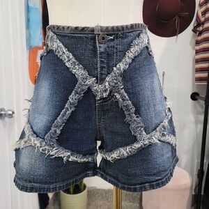 Stylish Denim Frayed Women's Shorts